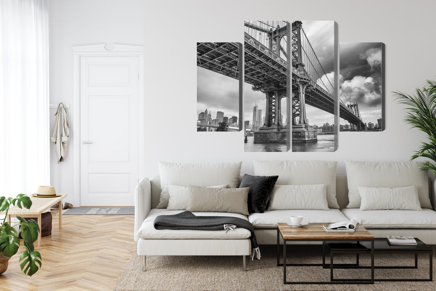 Obraz Wieloczęściowy Most Manhattan Nowy Jork – dynamiczna panorama do wnętrz nowoczesnych, industrialnych i loftowych – widok 5