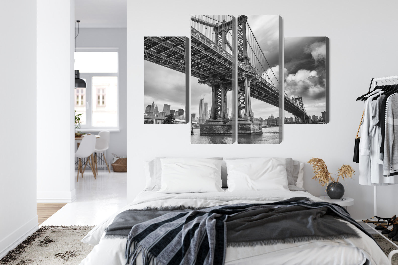 Obraz Wieloczęściowy Most Manhattan Nowy Jork – dynamiczna panorama do wnętrz nowoczesnych, industrialnych i loftowych – widok 6