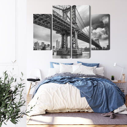 Obraz Wieloczęściowy Most Manhattan Nowy Jork – dynamiczna panorama do wnętrz nowoczesnych, industrialnych i loftowych – widok 2