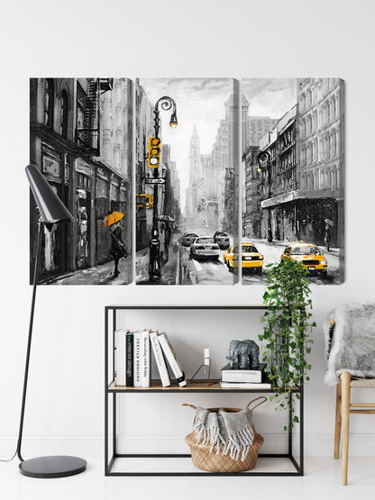 Obraz Wieloczęściowy Ulica Amerykańskiego Miasta – dynamiczny pejzaż do wnętrz industrialnych i nowoczesnych – widok 8