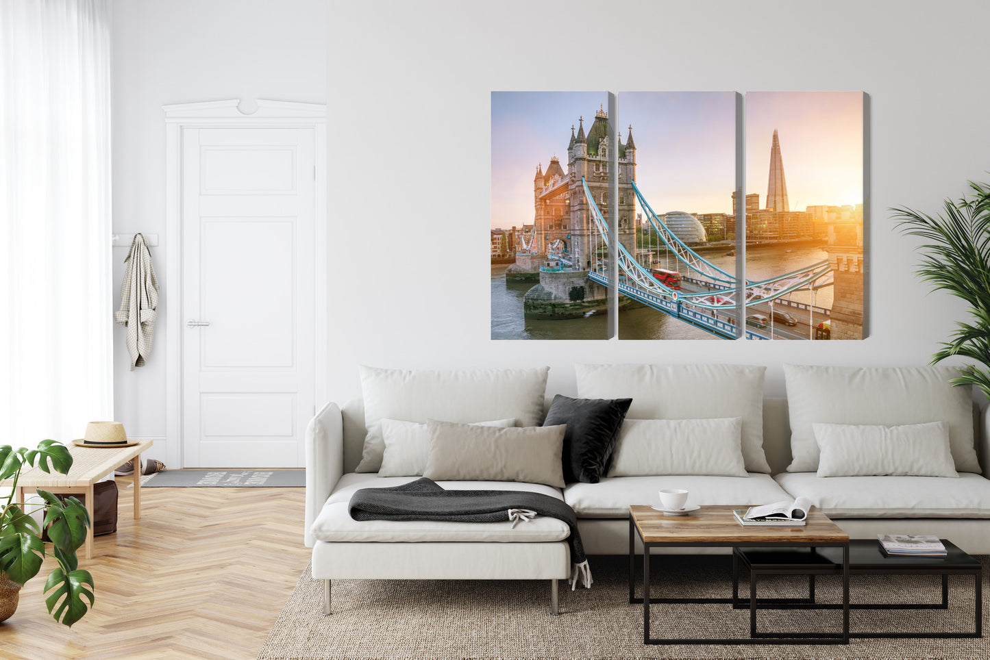Obraz Wieloczęściowy Tower Bridge – majestatyczny wschód słońca do wnętrz eleganckich i nowoczesnych – widok 5
