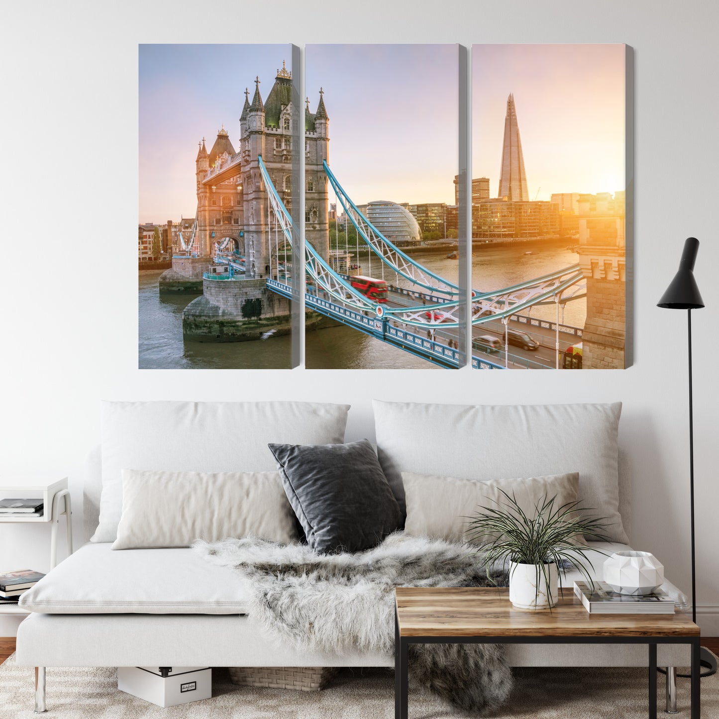 Obraz Wieloczęściowy Tower Bridge – majestatyczny wschód słońca do wnętrz eleganckich i nowoczesnych – widok 3