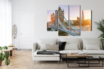 Obraz Wieloczęściowy Tower Bridge – ikoniczny wschód słońca do wnętrz nowoczesnych i klasycznych – widok 5