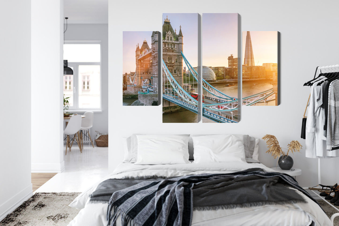 Obraz Wieloczęściowy Tower Bridge – ikoniczny wschód słońca do wnętrz nowoczesnych i klasycznych – widok 6