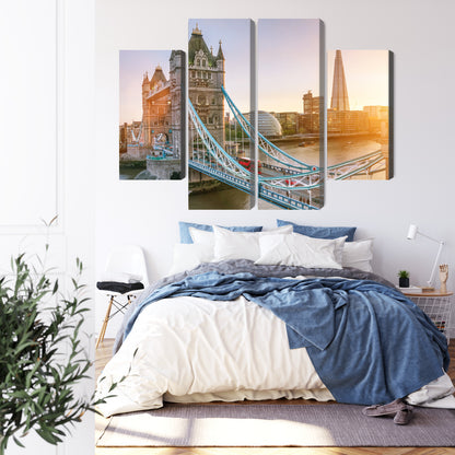Obraz Wieloczęściowy Tower Bridge – ikoniczny wschód słońca do wnętrz nowoczesnych i klasycznych – widok 2
