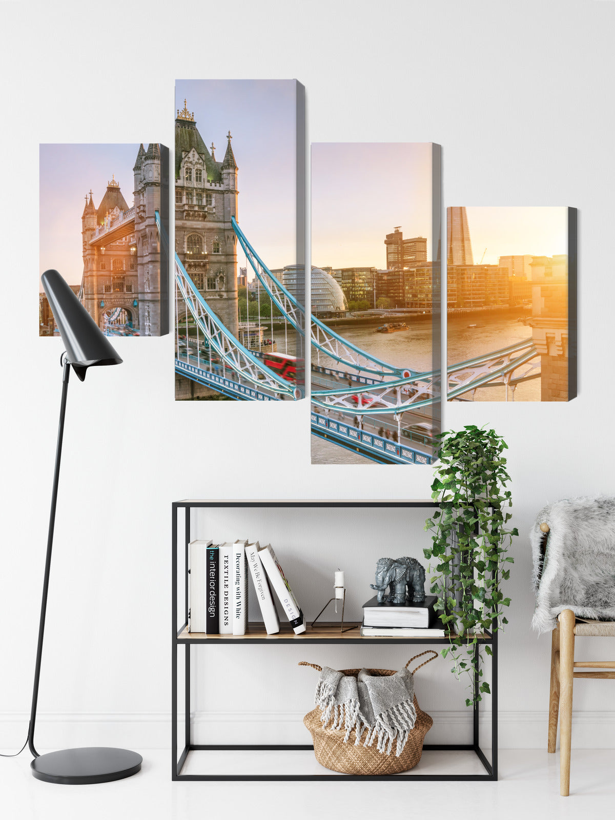 Obraz Wieloczęściowy Tower Bridge – rozświetlony wschód słońca do wnętrz nowoczesnych, industrialnych i eleganckich – widok 8
