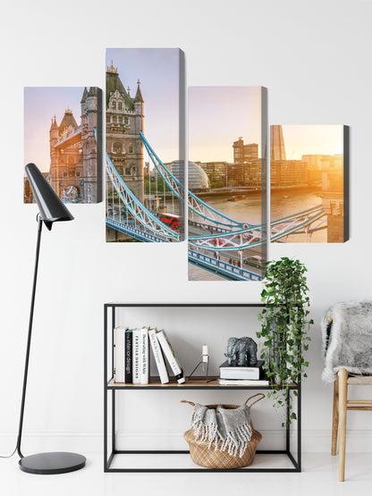 Obraz Wieloczęściowy Tower Bridge – rozświetlony wschód słońca do wnętrz nowoczesnych, industrialnych i eleganckich – widok 8