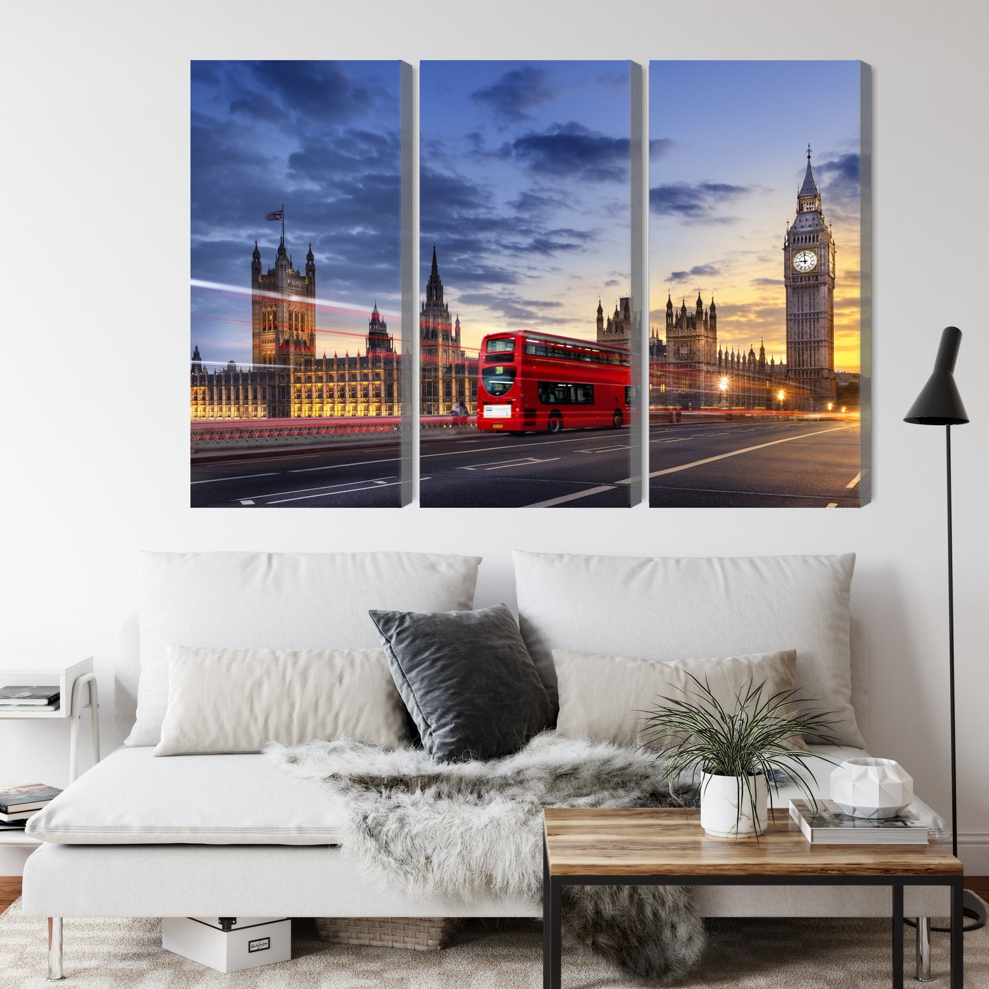 Obraz Wieloczęściowy Panorama Westminsteru i Big Bena – ikoniczny widok Londynu do wnętrz nowoczesnych, klasycznych i glamour – widok 3