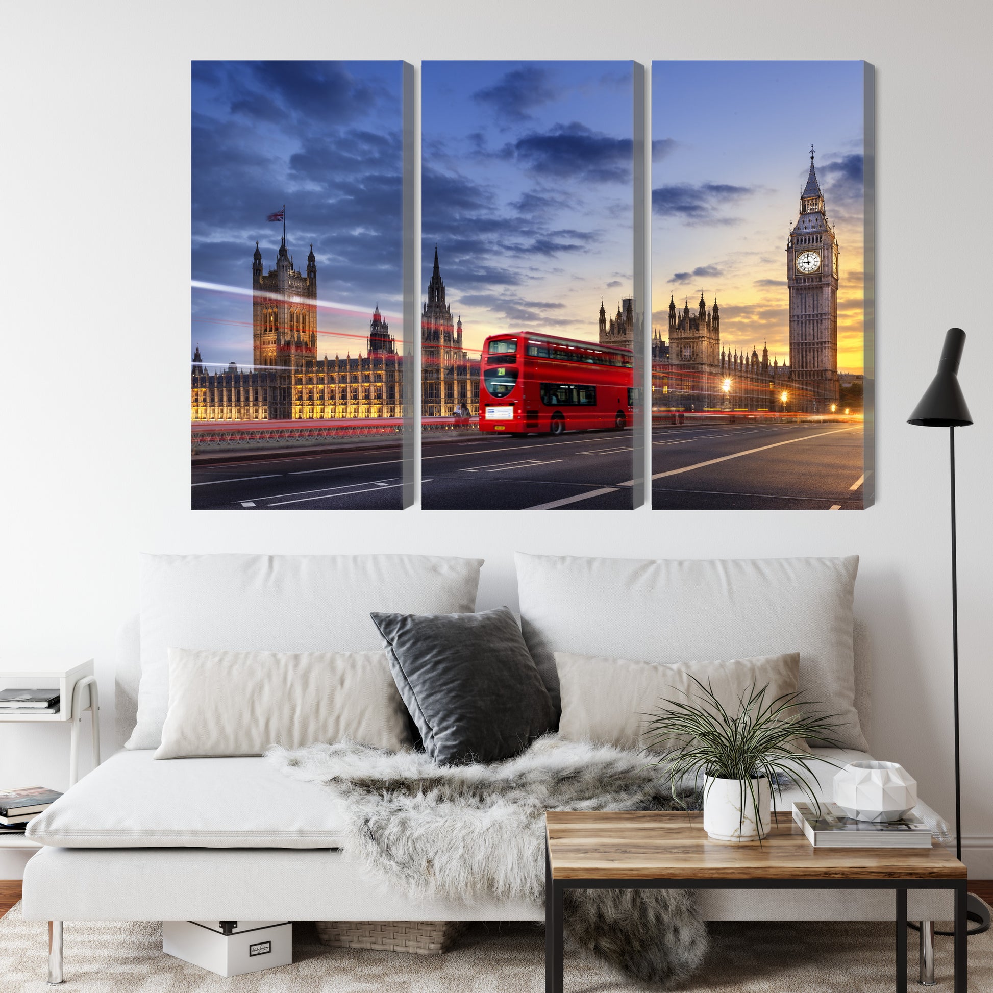 Obraz Wieloczęściowy Panorama Westminsteru i Big Bena – ikoniczny widok Londynu do wnętrz nowoczesnych, klasycznych i glamour – widok 3