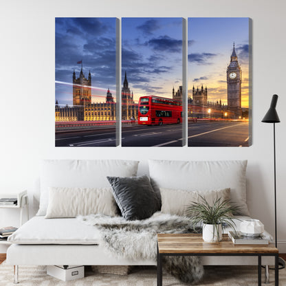 Obraz Wieloczęściowy Panorama Westminsteru i Big Bena – ikoniczny widok Londynu do wnętrz nowoczesnych, klasycznych i glamour – widok 3