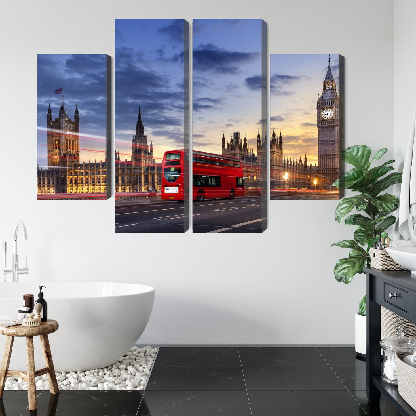 Obraz Wieloczęściowy Londyn Big Ben – ikoniczna panorama miejska do wnętrz klasycznych i nowoczesnych – widok 4