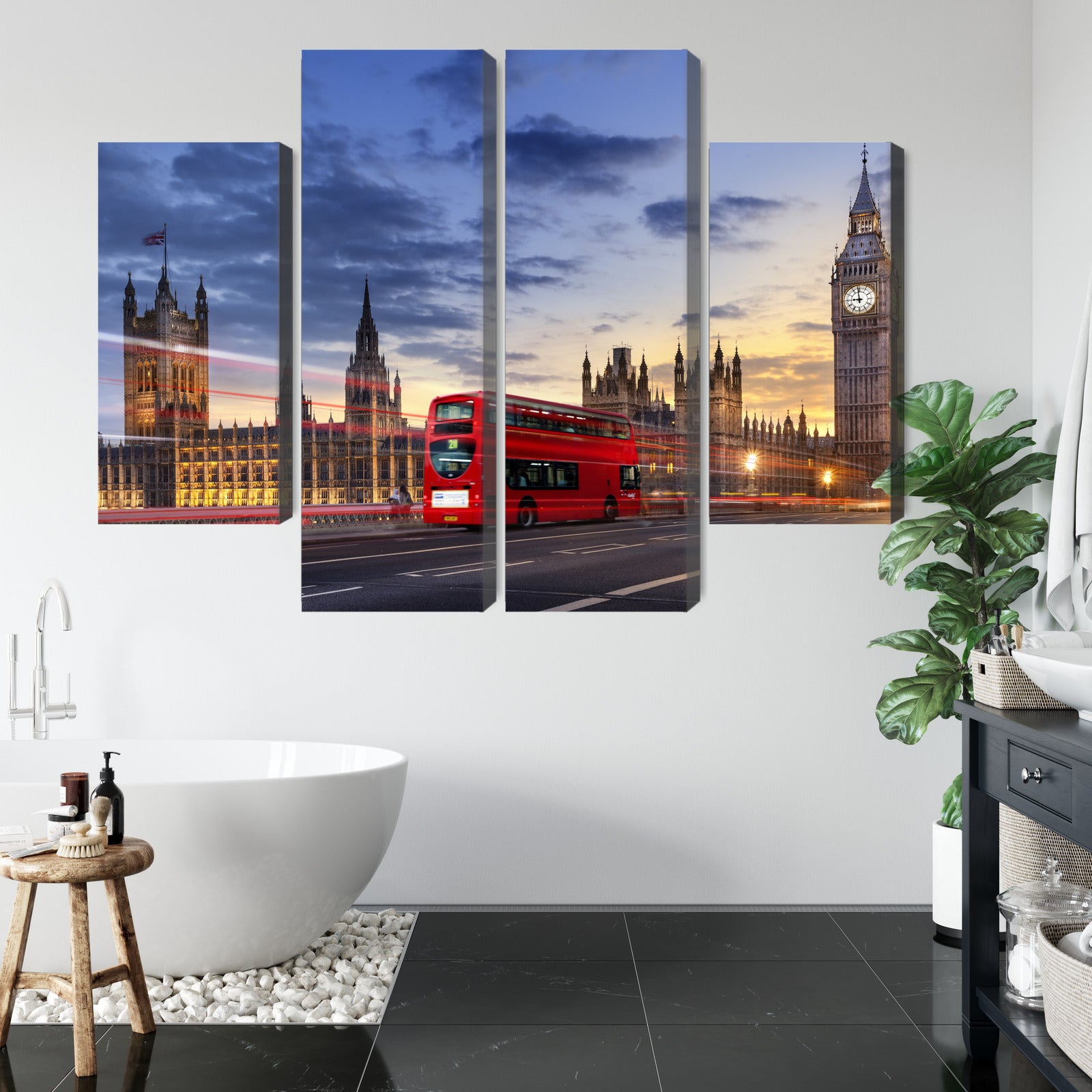 Obraz Wieloczęściowy Londyn Big Ben – ikoniczna panorama miejska do wnętrz klasycznych i nowoczesnych – widok 4