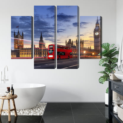 Obraz Wieloczęściowy Londyn Big Ben – ikoniczna panorama miejska do wnętrz klasycznych i nowoczesnych – widok 4