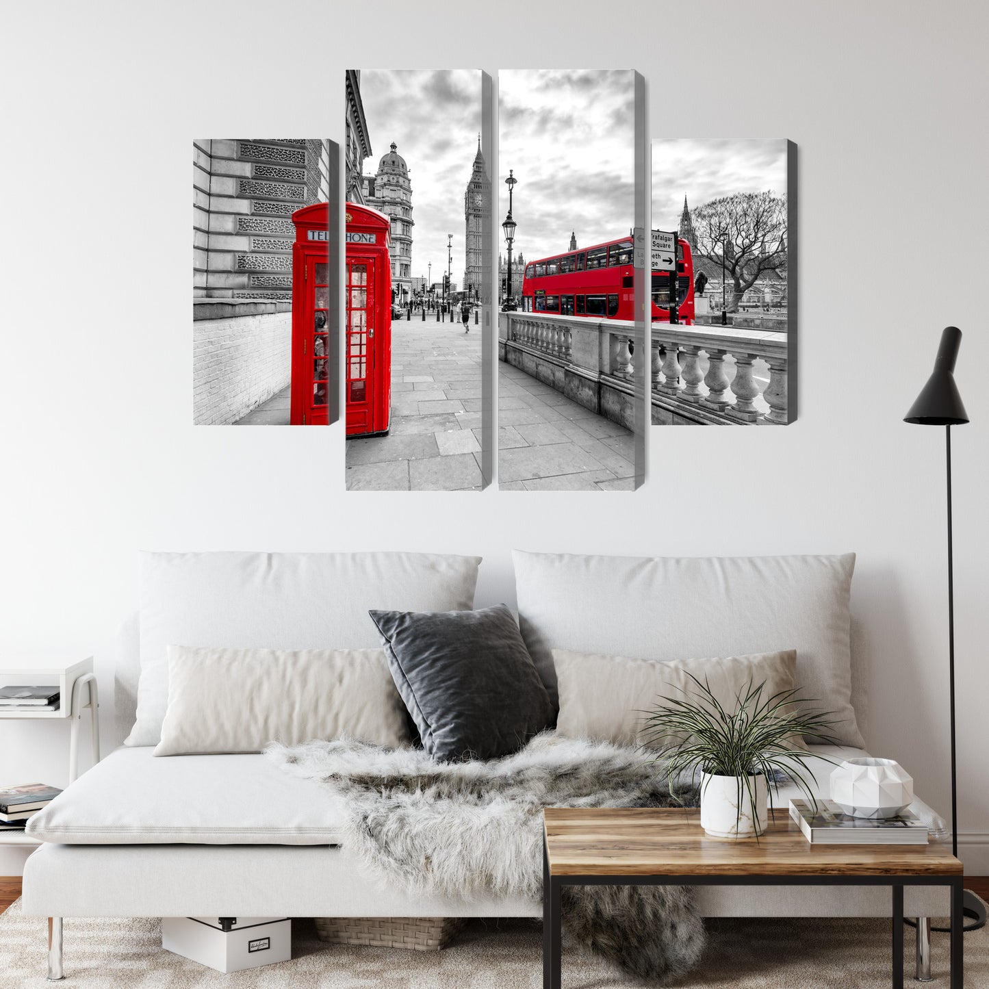 Obraz Wieloczęściowy Londyn Czerwona Budka Big Ben – miejska ikona do wnętrz Modern Classic, Industrialnych, Loftowych – widok 3
