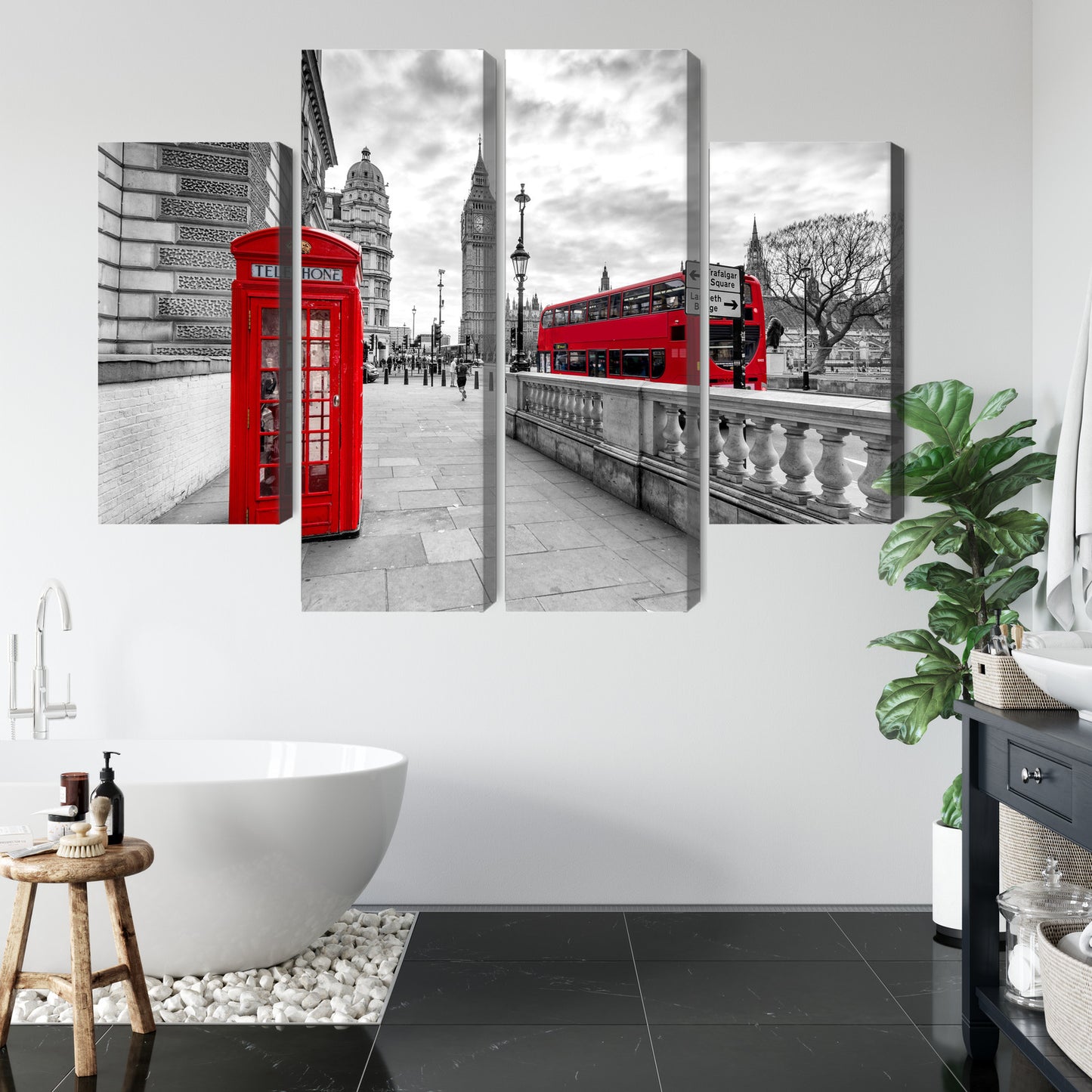 Obraz Wieloczęściowy Londyn Czerwona Budka Big Ben – miejska ikona do wnętrz Modern Classic, Industrialnych, Loftowych – widok 4