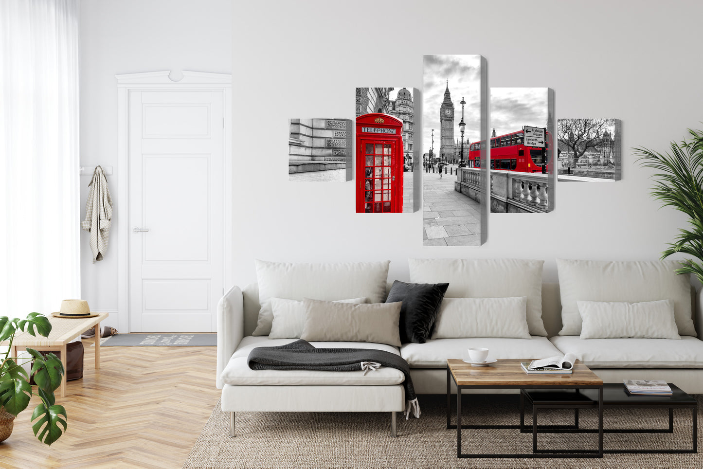Obraz Wieloczęściowy Londyn Budka Big Ben – dynamiczna panorama do wnętrz nowoczesnych, industrialnych i eklektycznych – widok 5