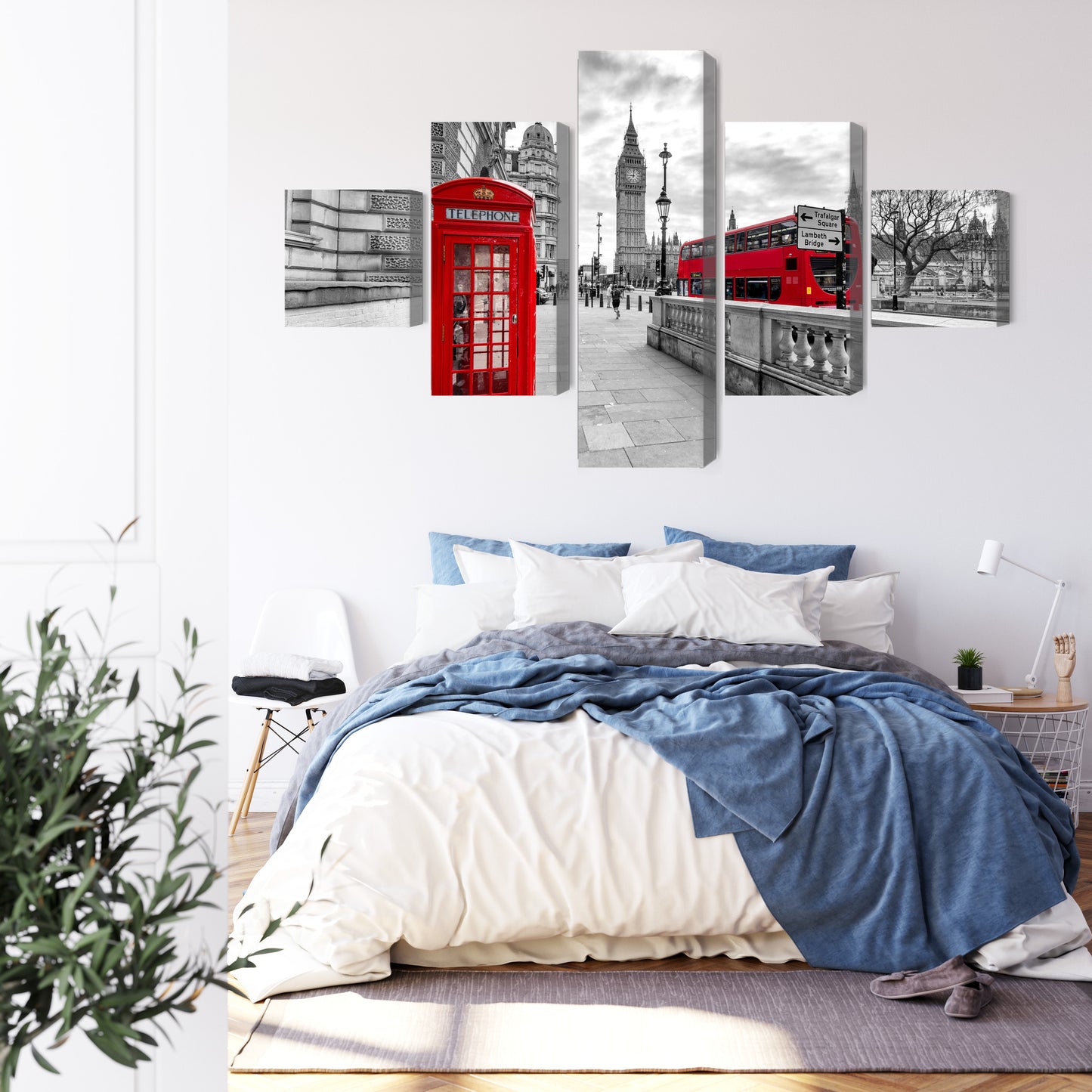 Obraz Wieloczęściowy Londyn Budka Big Ben – dynamiczna panorama do wnętrz nowoczesnych, industrialnych i eklektycznych – widok 2