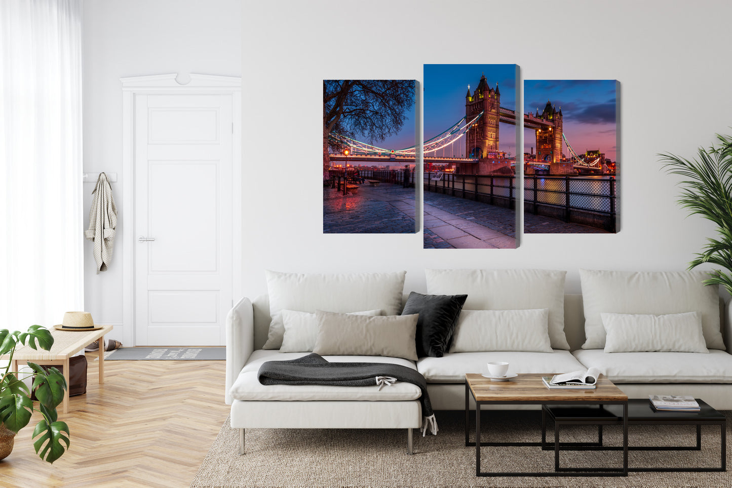 Obraz Wieloczęściowy Tower Bridge – majestatyczny zachód słońca do wnętrz nowoczesnych, industrialnych i glamour – widok 5