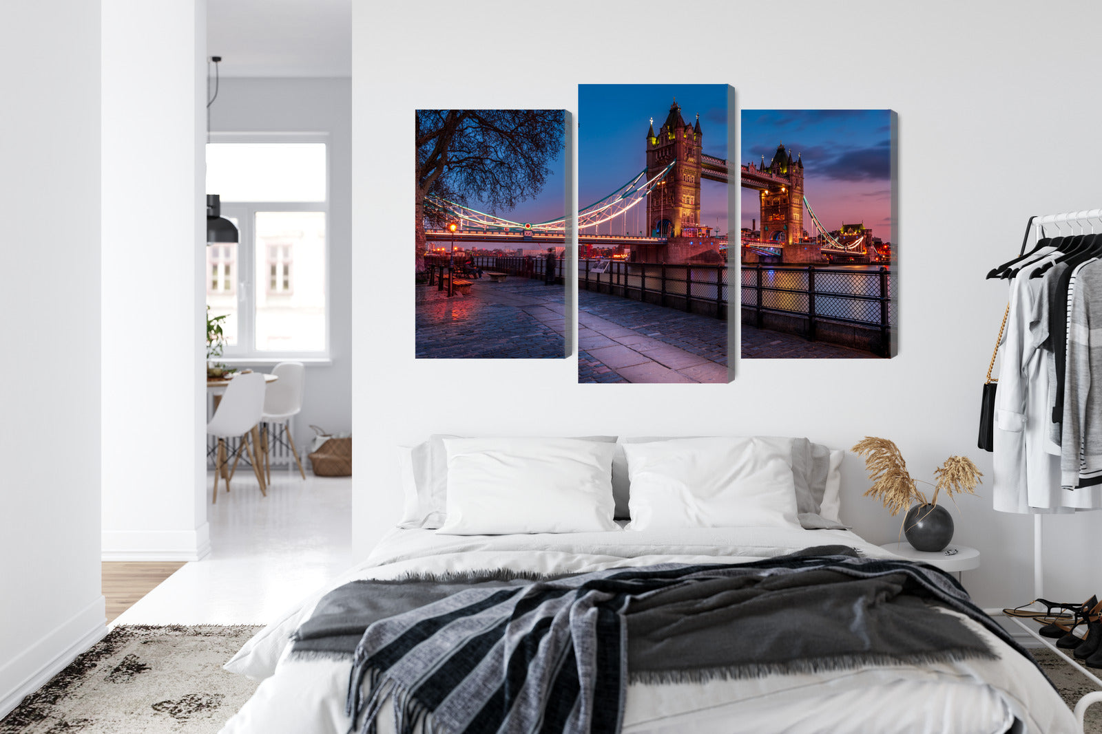 Obraz Wieloczęściowy Tower Bridge – majestatyczny zachód słońca do wnętrz nowoczesnych, industrialnych i glamour – widok 6
