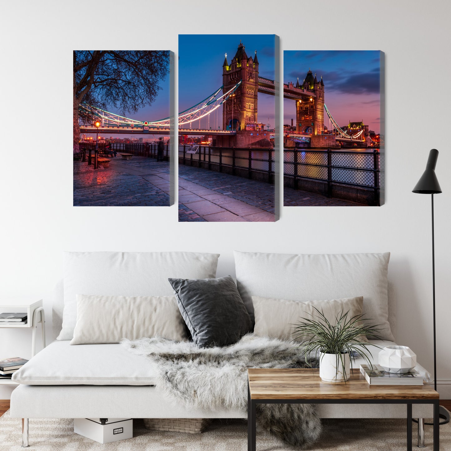 Obraz Wieloczęściowy Tower Bridge – majestatyczny zachód słońca do wnętrz nowoczesnych, industrialnych i glamour – widok 3