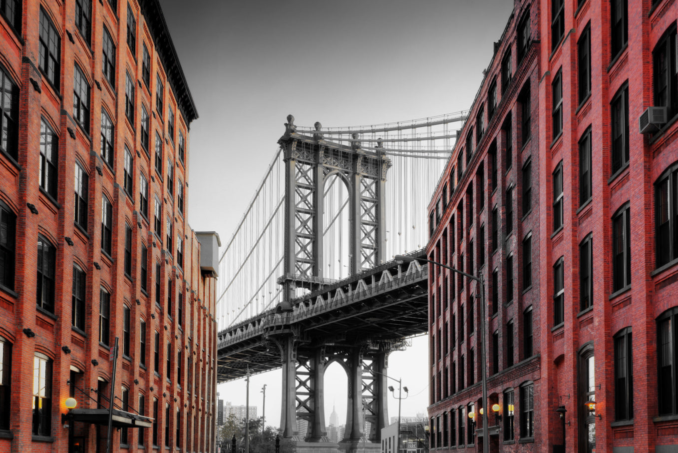 Obraz Wieloczęściowy Most Manhattan – ikoniczna panorama do wnętrz industrialnych i nowoczesnych 180x120