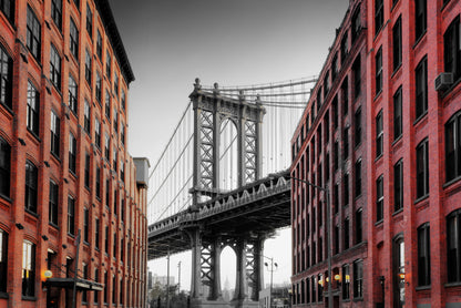 Obraz Wieloczęściowy Most Manhattan – ikoniczna panorama do wnętrz industrialnych i nowoczesnych 180x120