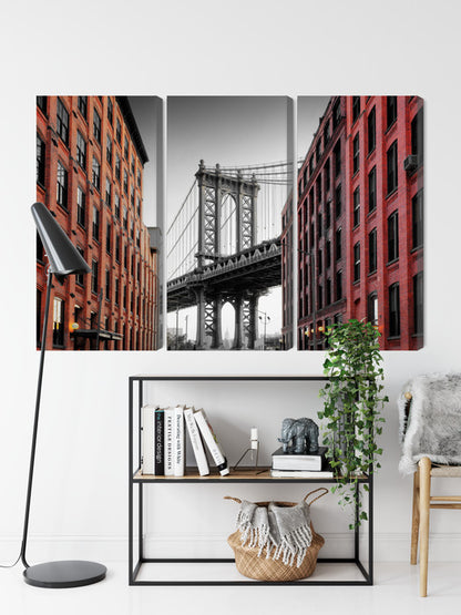 Obraz Wieloczęściowy Most Manhattan – ikoniczna panorama do wnętrz industrialnych i nowoczesnych – widok 8