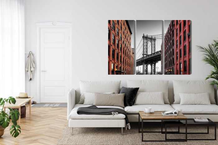 Obraz Wieloczęściowy Most Manhattan – ikoniczna panorama do wnętrz industrialnych i nowoczesnych – widok 5
