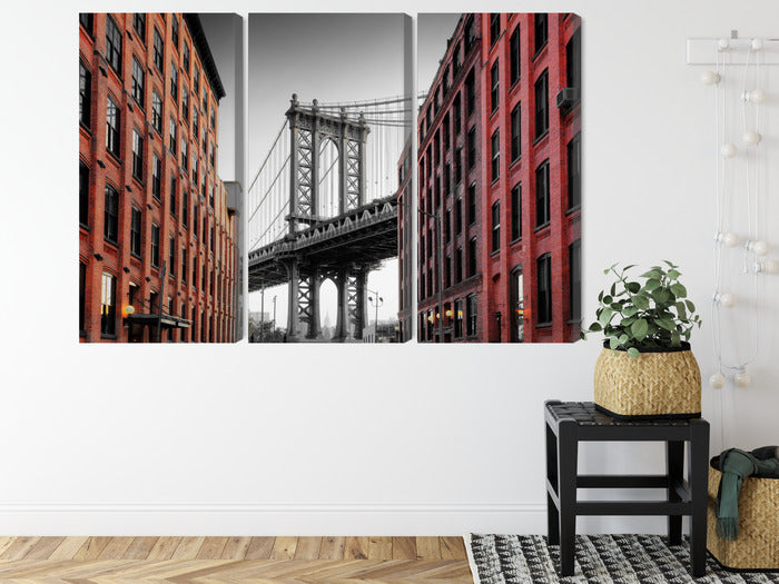 Obraz Wieloczęściowy Most Manhattan – ikoniczna panorama do wnętrz industrialnych i nowoczesnych – widok 7