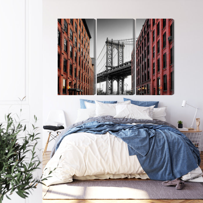 Obraz Wieloczęściowy Most Manhattan – ikoniczna panorama do wnętrz industrialnych i nowoczesnych – widok 2