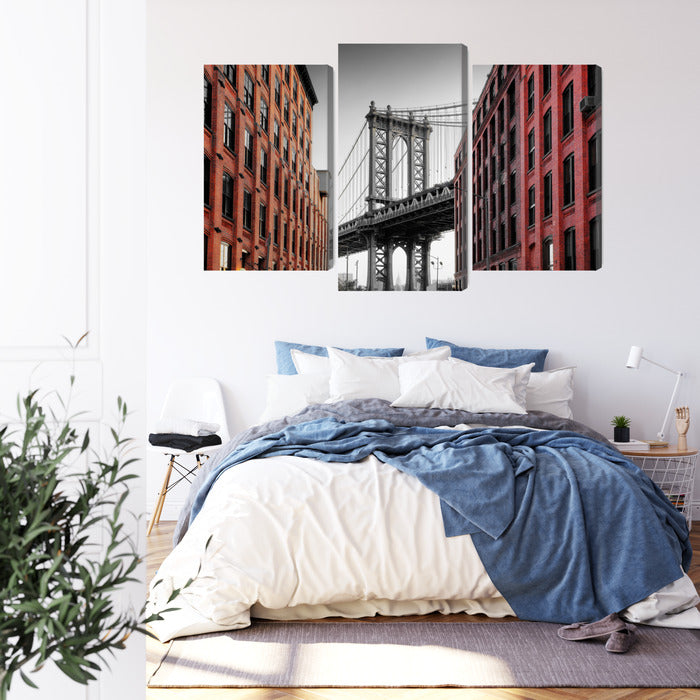 Obraz Wieloczęściowy Manhattan Bridge – industrialny pejzaż do wnętrz loftowych i nowoczesnych – widok 2