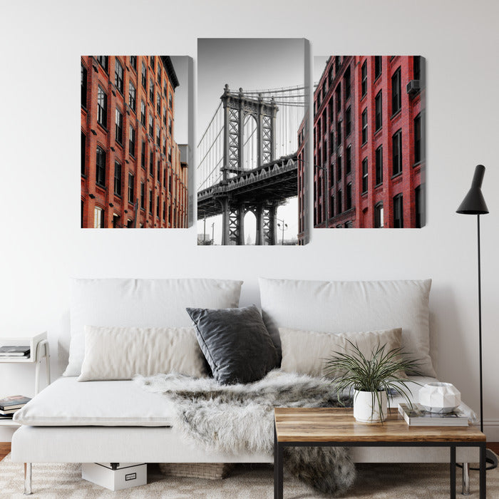 Obraz Wieloczęściowy Manhattan Bridge – industrialny pejzaż do wnętrz loftowych i nowoczesnych – widok 3