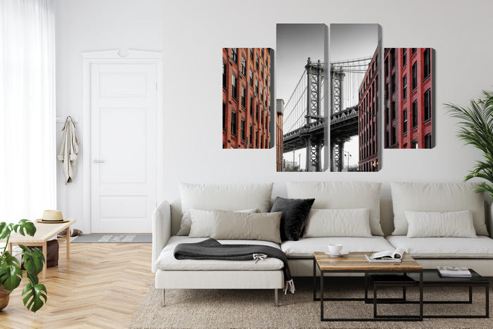 Obraz Wieloczęściowy Most Manhattan NY – ikoniczna panorama miejska do wnętrz industrialnych, loftowych i nowoczesnych – widok 5