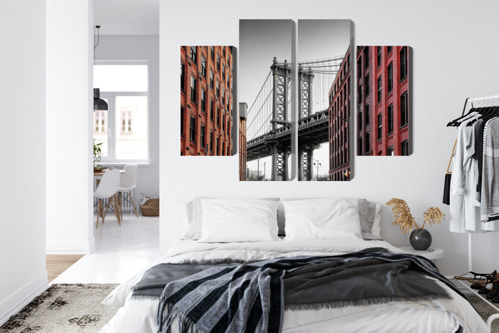 Obraz Wieloczęściowy Most Manhattan NY – ikoniczna panorama miejska do wnętrz industrialnych, loftowych i nowoczesnych – widok 6