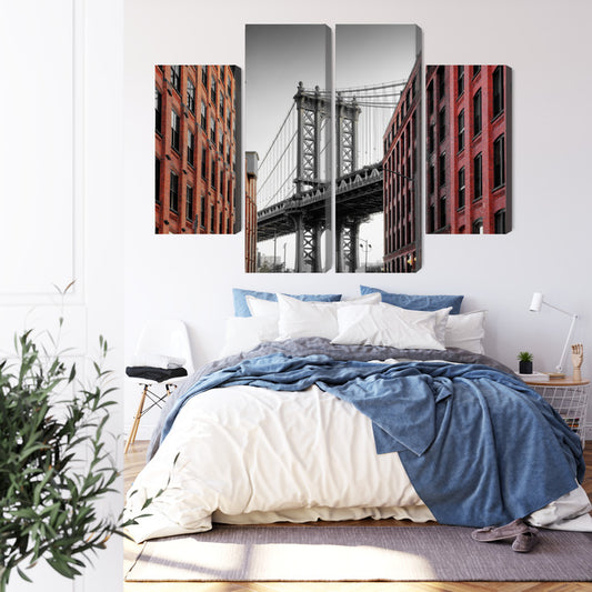 Obraz Wieloczęściowy Most Manhattan NY – ikoniczna panorama miejska do wnętrz industrialnych, loftowych i nowoczesnych – widok 2