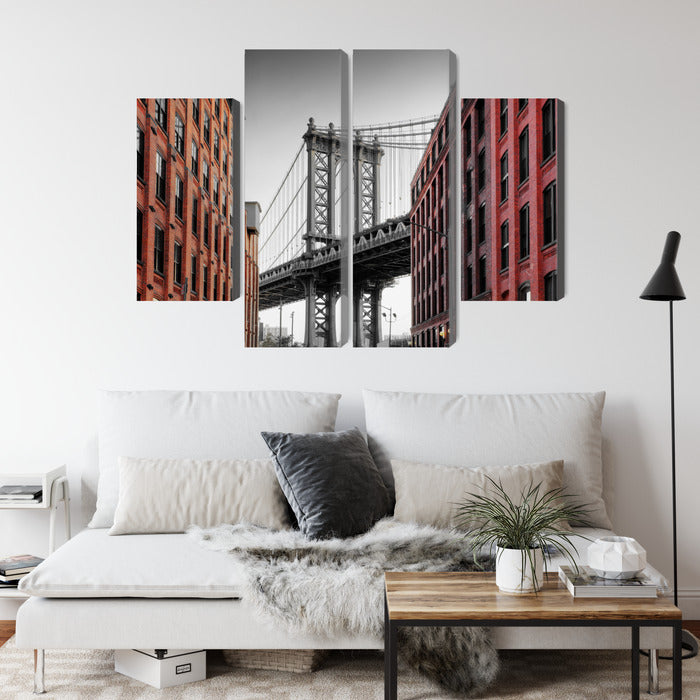 Obraz Wieloczęściowy Most Manhattan NY – ikoniczna panorama miejska do wnętrz industrialnych, loftowych i nowoczesnych – widok 3