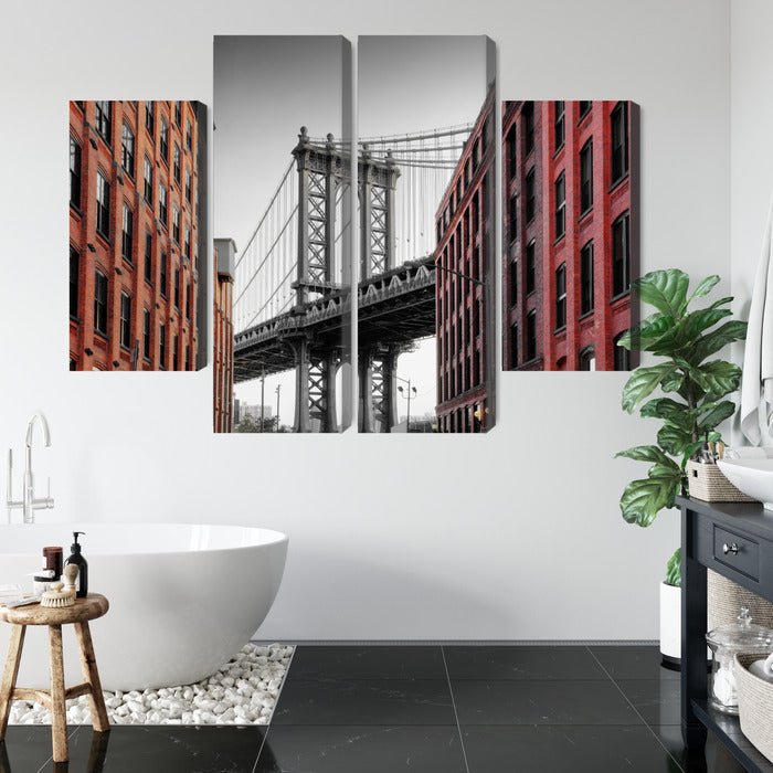 Obraz Wieloczęściowy Most Manhattan NY – ikoniczna panorama miejska do wnętrz industrialnych, loftowych i nowoczesnych – widok 4