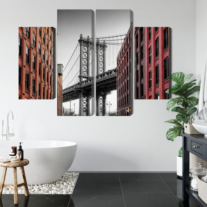 Obraz Wieloczęściowy Most Manhattan NY – ikoniczna panorama miejska do wnętrz industrialnych, loftowych i nowoczesnych – widok 4