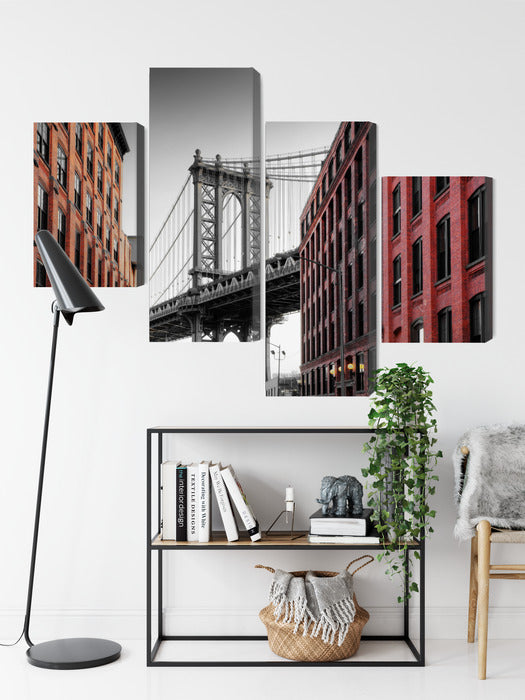 Obraz Wieloczęściowy Most Manhattan Bridge – ikoniczna panorama do wnętrz industrialnych, nowoczesnych i loftowych – widok 8