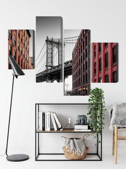 Obraz Wieloczęściowy Most Manhattan Bridge – ikoniczna panorama do wnętrz industrialnych, nowoczesnych i loftowych – widok 8