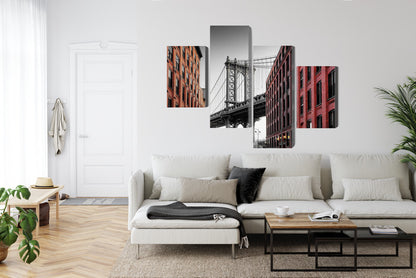Obraz Wieloczęściowy Most Manhattan Bridge – ikoniczna panorama do wnętrz industrialnych, nowoczesnych i loftowych – widok 5
