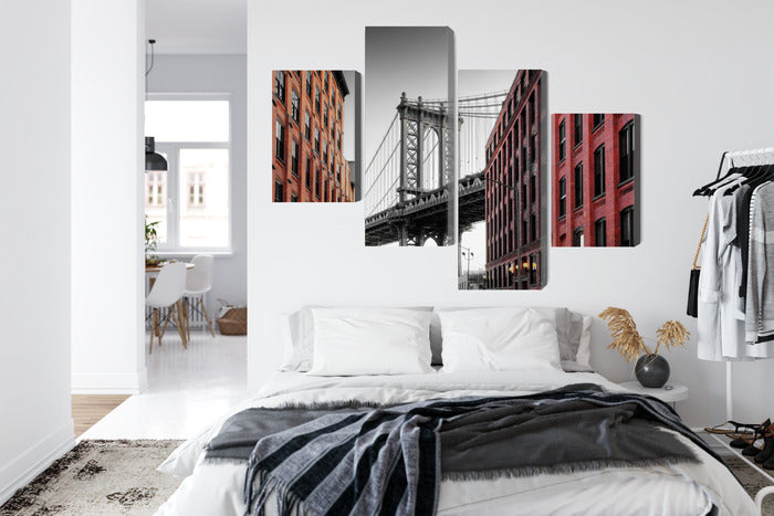 Obraz Wieloczęściowy Most Manhattan Bridge – ikoniczna panorama do wnętrz industrialnych, nowoczesnych i loftowych – widok 6