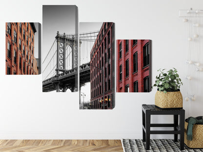 Obraz Wieloczęściowy Most Manhattan Bridge – ikoniczna panorama do wnętrz industrialnych, nowoczesnych i loftowych – widok 7