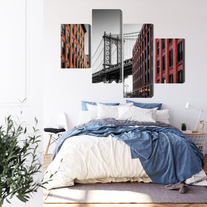 Obraz Wieloczęściowy Most Manhattan Bridge – ikoniczna panorama do wnętrz industrialnych, nowoczesnych i loftowych – widok 2