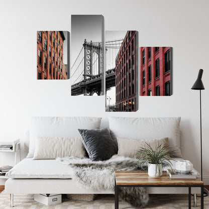 Obraz Wieloczęściowy Most Manhattan Bridge – ikoniczna panorama do wnętrz industrialnych, nowoczesnych i loftowych – widok 3