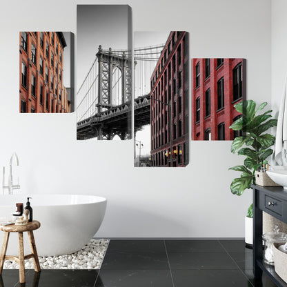 Obraz Wieloczęściowy Most Manhattan Bridge – ikoniczna panorama do wnętrz industrialnych, nowoczesnych i loftowych – widok 4
