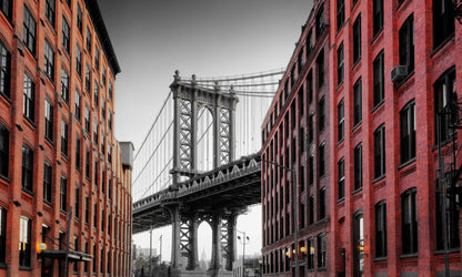 Obraz Wieloczęściowy Most Manhattan Bridge – dynamiczna panorama Nowego Jorku do wnętrz nowoczesnych i industrialnych 250x150