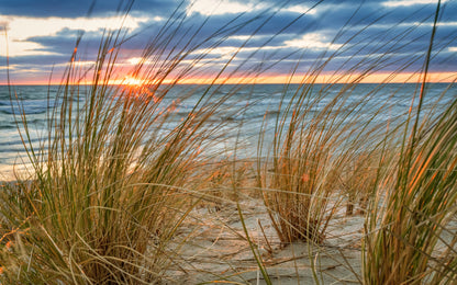 Obraz Wieloczęściowy Nadmorski Wschód Słońca – rozświetlony pejzaż do wnętrz Coastal, Boho, Japandi 240x150