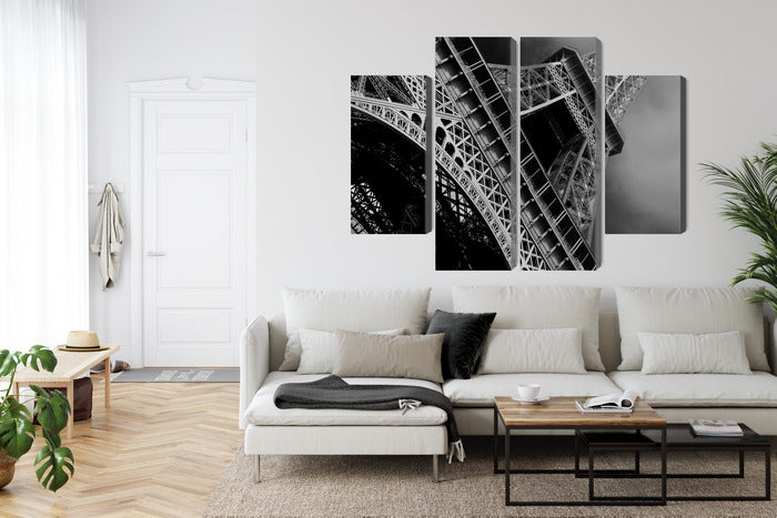 Obraz Wieloczęściowy Paryż Wieża Eiffla – monochromatyczna elegancja do wnętrz nowoczesnych i glamour – widok 5