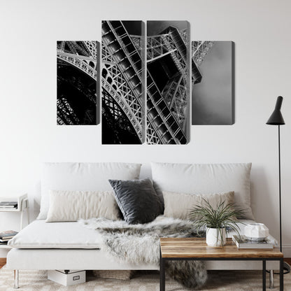 Obraz Wieloczęściowy Paryż Wieża Eiffla – monochromatyczna elegancja do wnętrz nowoczesnych i glamour – widok 3